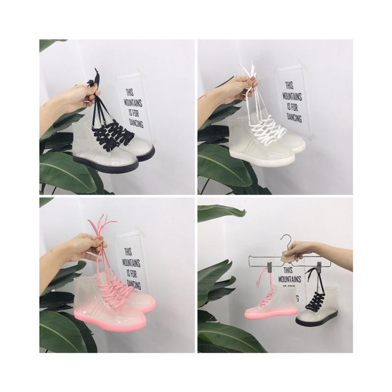 SWYIVY Women Rainboot New Fashion PVC Rain Boots Women Ankle Boots Transparent Shoes Woman Nonslip Waterproof Sneakers 201103