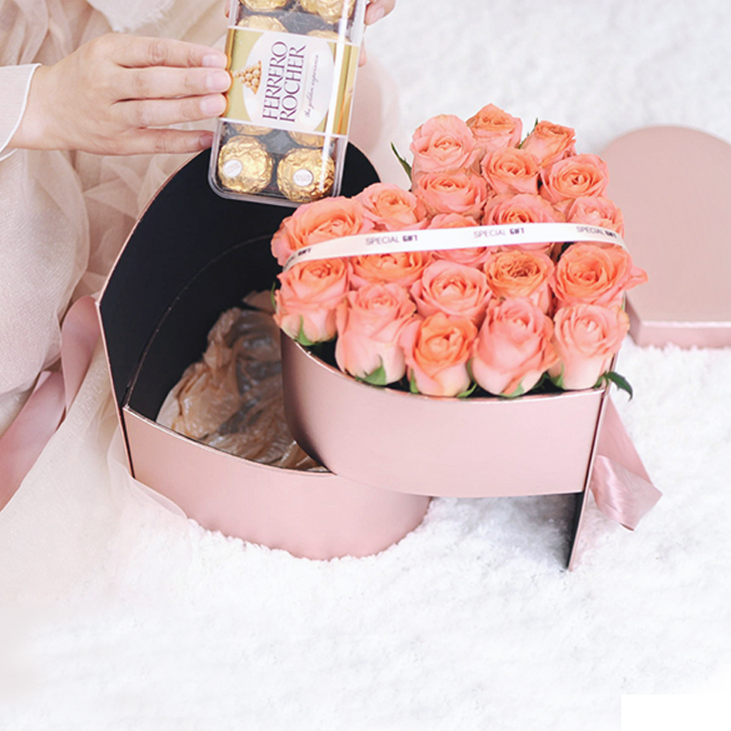 Double Heart High Grade Accompanied By Hand Gift Flower Packaging Box
