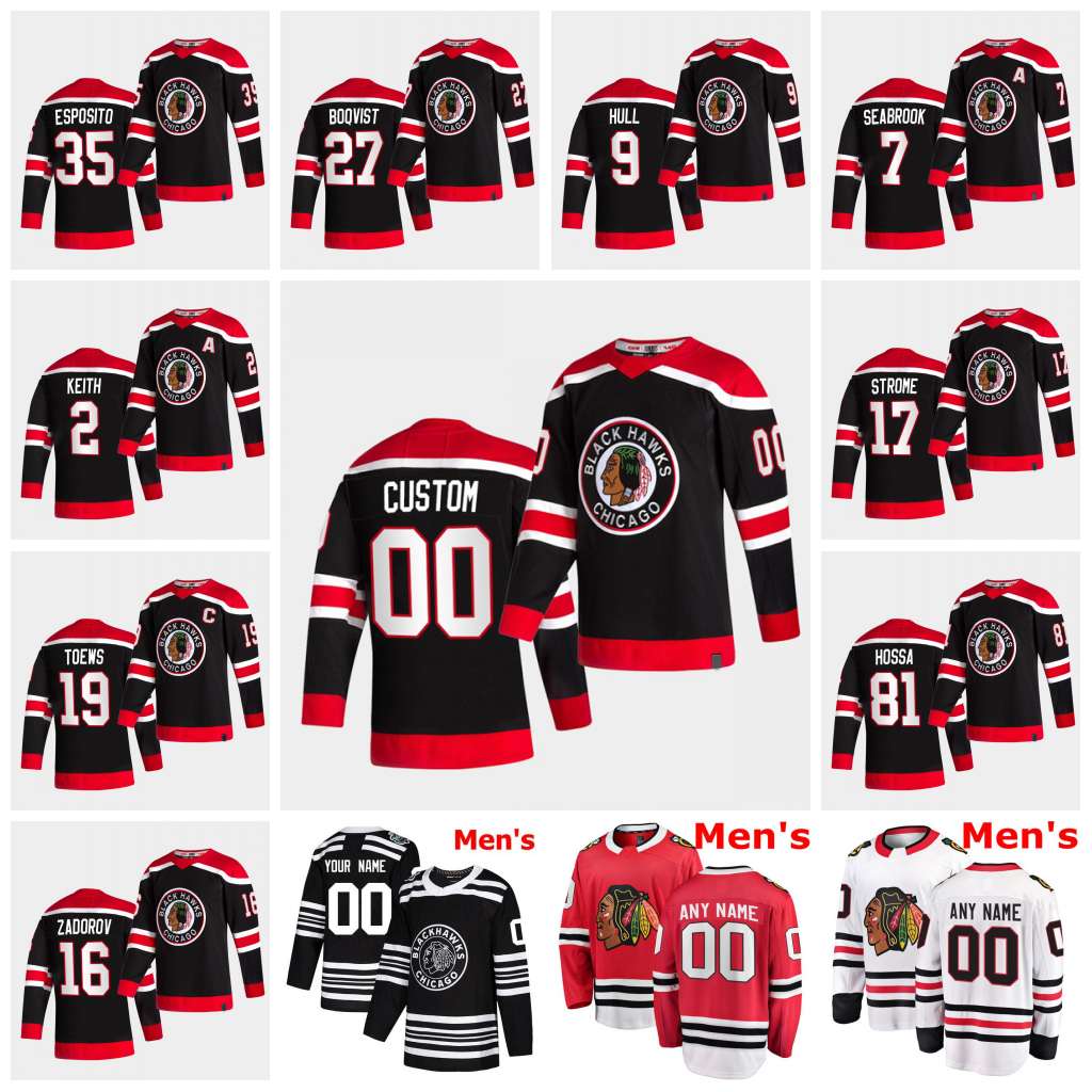 Chicago Blackhawks 2021 Reverse Retro Hockey Patrick Kane Kirby Dach Jonathan Toews Duncan Keith Alex DeBrincat Seabrook Dennis Gilbert Jers, Black;red
Chicago Blackhawks 2021 Reverse Retro Hockey Patrick Kane Kirby Dach Jonathan Toews Duncan Keith Alex DeBrincat Seabrook Dennis Gilbert Jers, Black;red