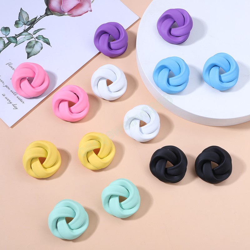Metal Spray Paint Spiral Stud Earrings For Women New Colorful Irregular Earrings Party Jewelry Gifts Wholesale Brincos