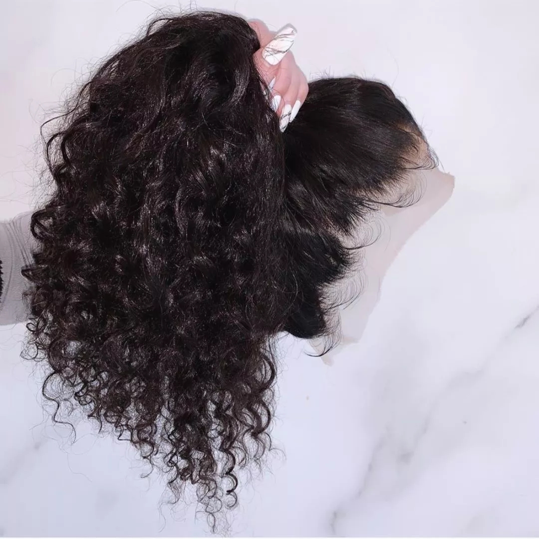 Free shipping Black/brown 360 lace kinky curly 13x4 Deep Curl Frontal Wig Human Hair Closure Synthetic Wigs Pre Plucked
