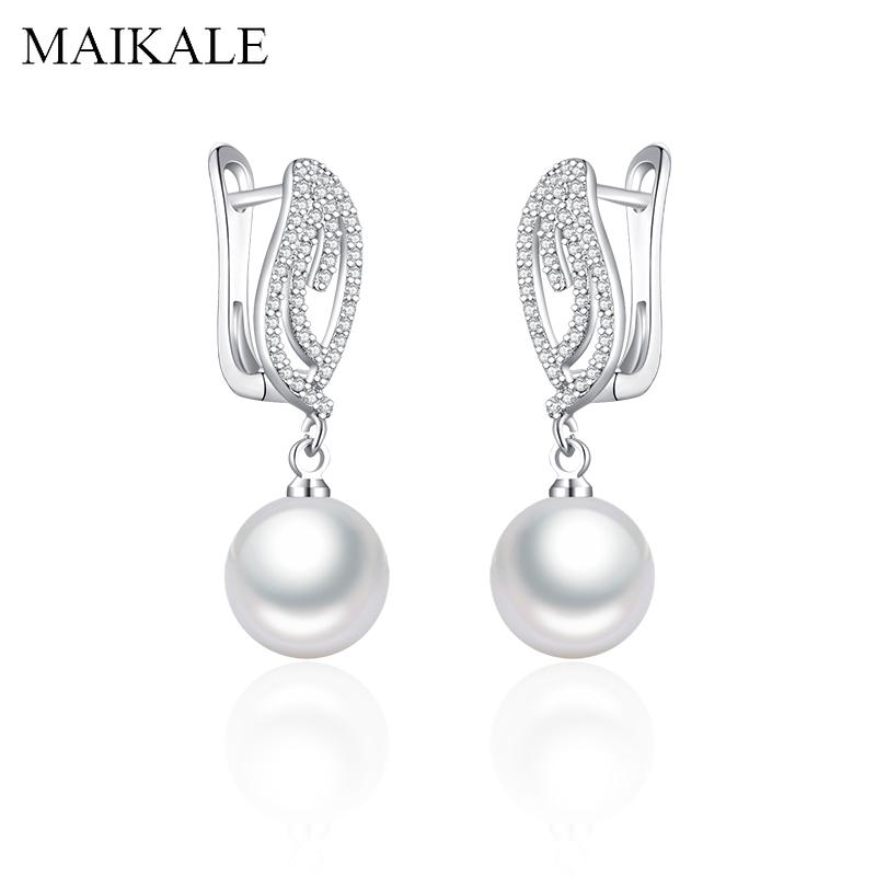 MAIKALE Trendy Pearl Drop Earrings for Women Cubic Zirconia Earrings with Pearl Women Accessories New Fashion Jewelry
MAIKALE Trendy Pearl Drop Earrings for Women Cubic Zirconia Earrings with Pearl Women Accessories New Fashion Jewelry