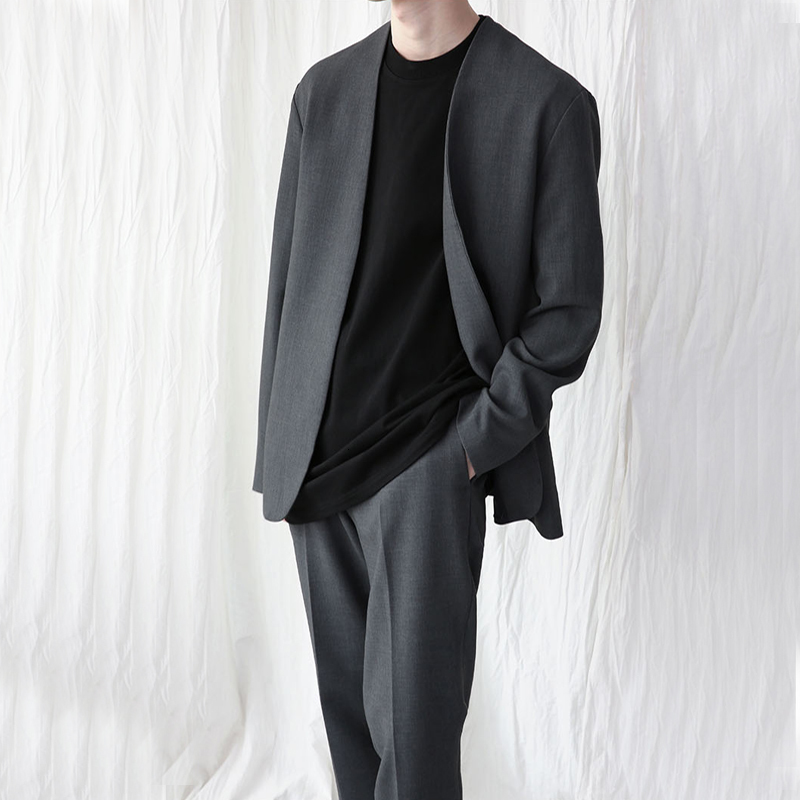 2021 New Trend Korean Version of Male Casual with No Collar Small Is Cute Thin Two-piece Suit NUN3, Black pant
2021 New Trend Korean Version of Male Casual with No Collar Small Is Cute Thin Two-piece Suit NUN3, Black pant