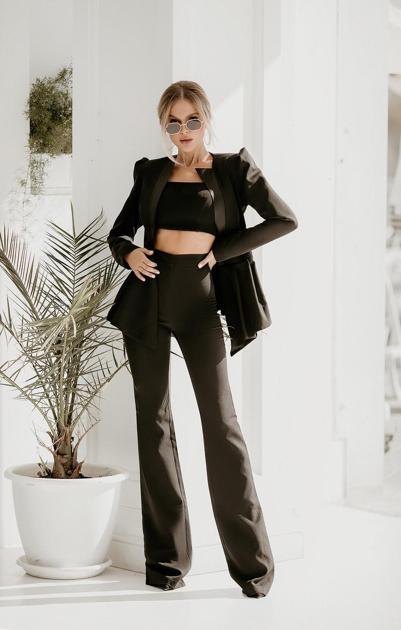New Fashion Black Mother Of The Bride Pant Suits Women Suit Blazer Pants Coat Formal Business Party Prom Evening Tuxedos 2 pcs