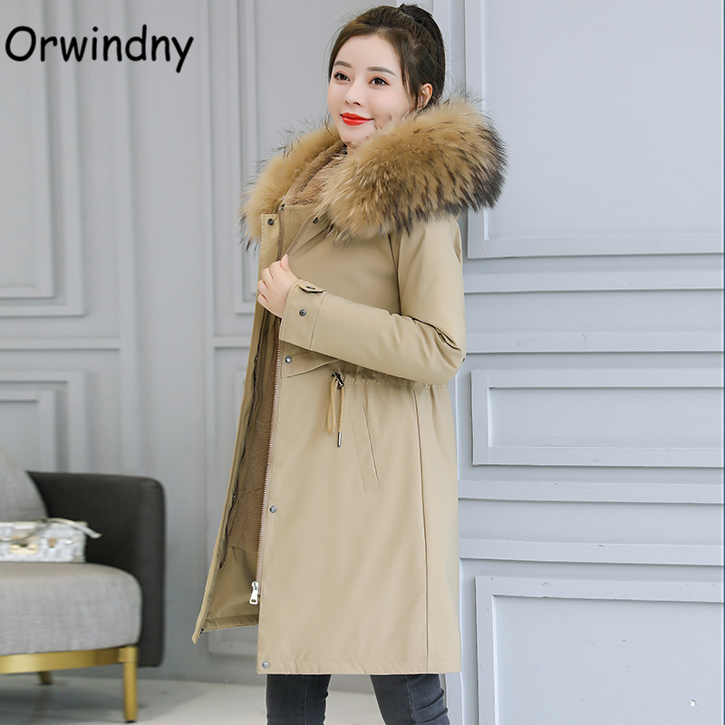 Orwindny Winter Coat Women Plus Size 5XL 6XL Warm Wool Liner Jackets Ladies Large Fur Collar Padded Clothing Snow Wear Coats 201217