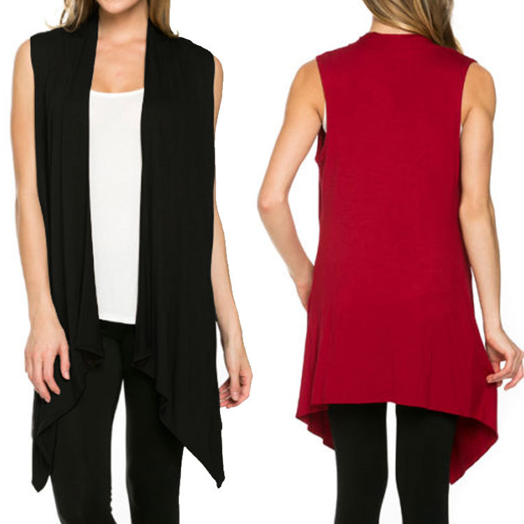 Women Sleeveless Jacket Soft Outerwear Cardigan Long Tops Coat Waistcoat