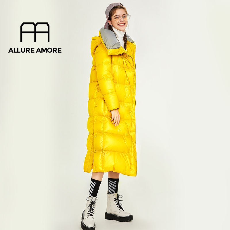 Allure Amore Winter Jacket New High Quality Women Long Down Coat White Duck Down Jacket Quilted Female Lightweight Thick Clothes 201029