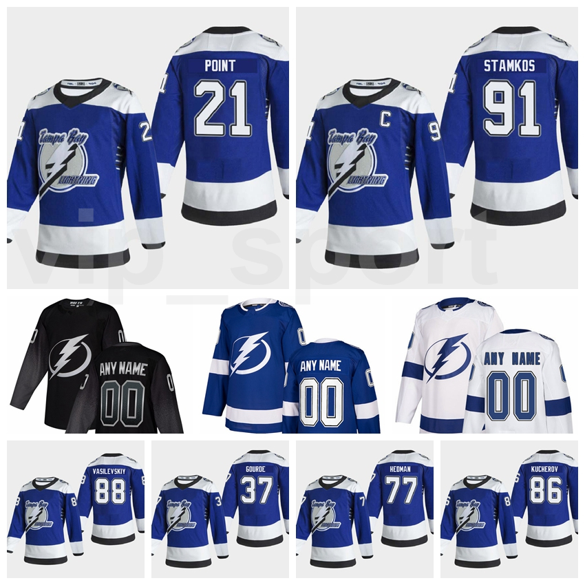 Reverse Retro Tampa Bay Lightning Hockey 77 Victor Hedman Jersey 86 Nikita Kucherov 88 Andrei Vasilevskiy 21 Brayden Point Steven Stamkos, Black;red
Reverse Retro Tampa Bay Lightning Hockey 77 Victor Hedman Jersey 86 Nikita Kucherov 88 Andrei Vasilevskiy 21 Brayden Point Steven Stamkos, Black;red