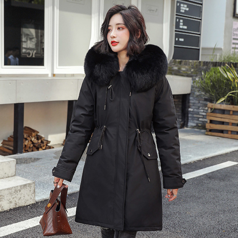 Women's Winter Warm Parka Long Jacket Thicken Faux fur Collar Parkas Coat Female Embroidery Military Solid Parkas Woman 201126