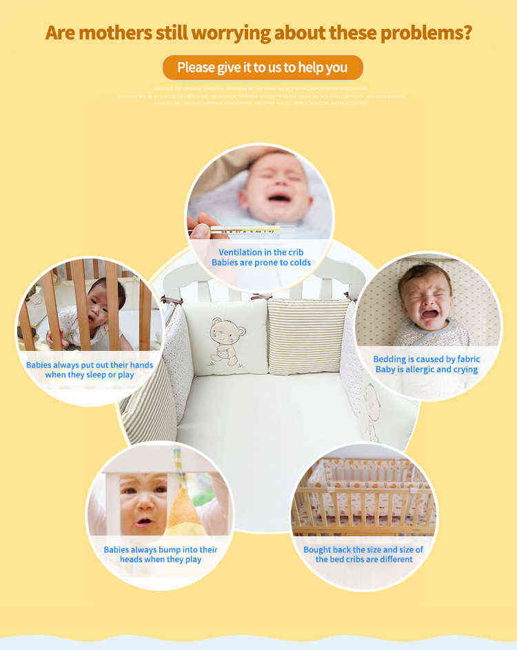 6 Pcs/Set Children's Cot Bumper Baby Head Protector Baby Bed Protection Bumper Cotton Cot Baby Bumpers In the Crib 220209