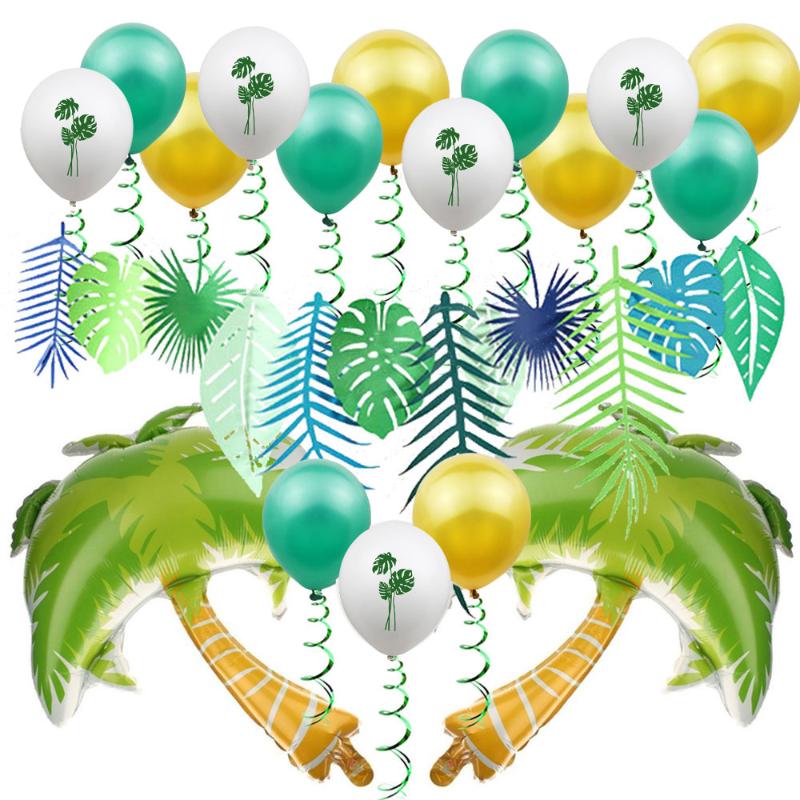 

Hawaii Party Decoration Flamingo Coconut Tree Pineapple Tropical Paper Garland 12inch Latex Balloon For Birthday Summer Party 8D