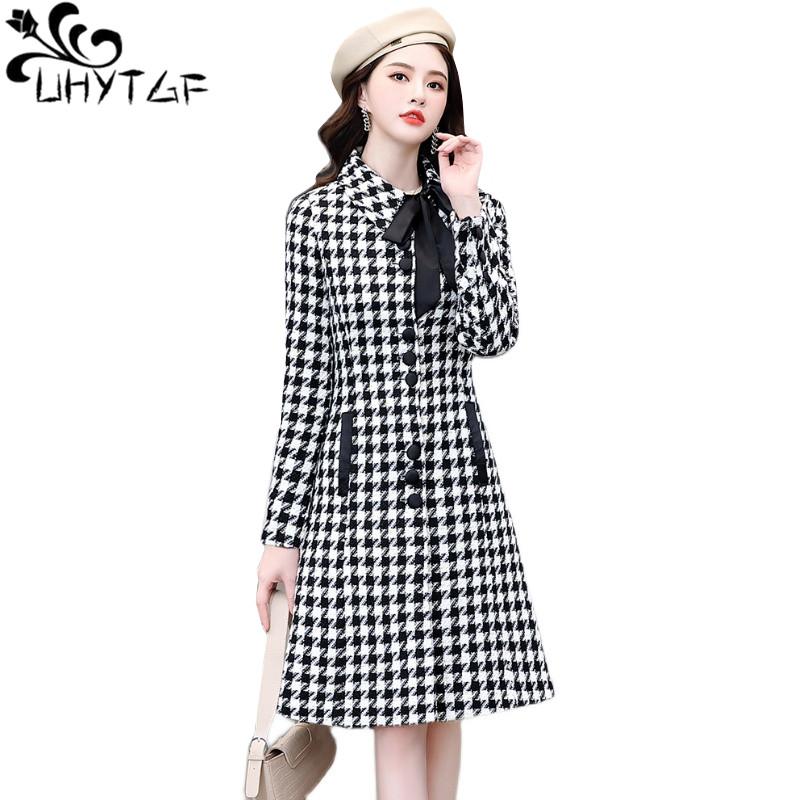 UHYTGF Autumn Winter Woolen Coat Women Fashion Plaid Elegant Female Outerwear Single Breasted Korean Slim Plus Size Jacket 1315, Black
UHYTGF Autumn Winter Woolen Coat Women Fashion Plaid Elegant Female Outerwear Single Breasted Korean Slim Plus Size Jacket 1315, Black