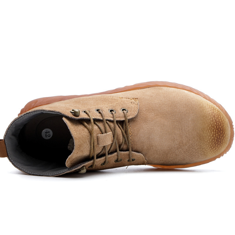 Genuine Leather Shoes Safety Work Boots Men Crazy Horse Steel Toe Boot Mens Fashion Desert Popular High Top Male