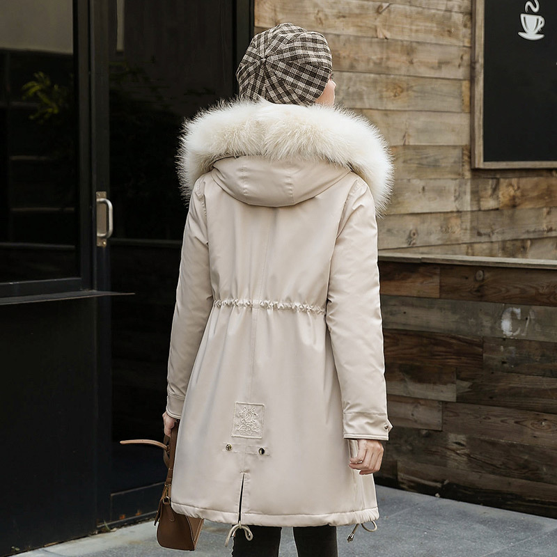 Women's Winter Warm Parka Long Jacket Thicken Faux fur Collar Parkas Coat Female Embroidery Military Solid Parkas Woman 201126