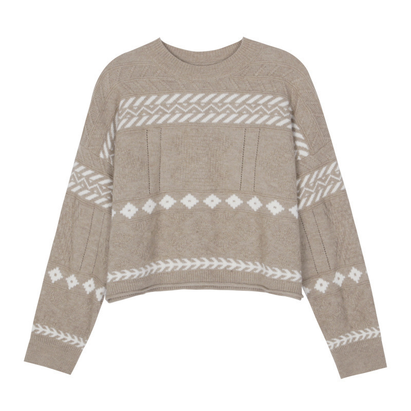 Short 2021 New Jacquard Women's Pullover Winter-style Nightgown Vintage Striped Rvqa ELFG, Khaki.
Short 2021 New Jacquard Women's Pullover Winter-style Nightgown Vintage Striped Rvqa ELFG, Khaki.
