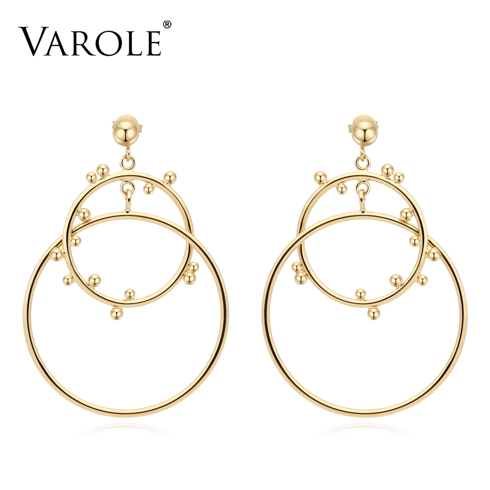 VAROLE Double Ring Style Large Drop Earrings for Women 100% Copper Gold Color Long Earring Fashion Jewelry
VAROLE Double Ring Style Large Drop Earrings for Women 100% Copper Gold Color Long Earring Fashion Jewelry
