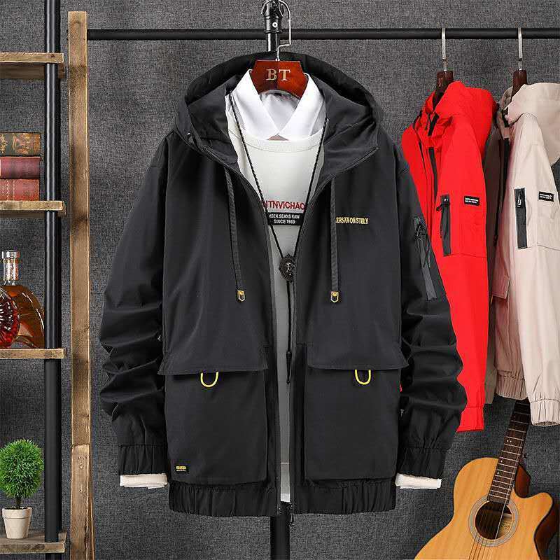 Winter Men Jacket Autumn Thick Hooded Streetwear Jacket Casual Windbreaker Fur Inside Solid Color Big Pockets 201127
