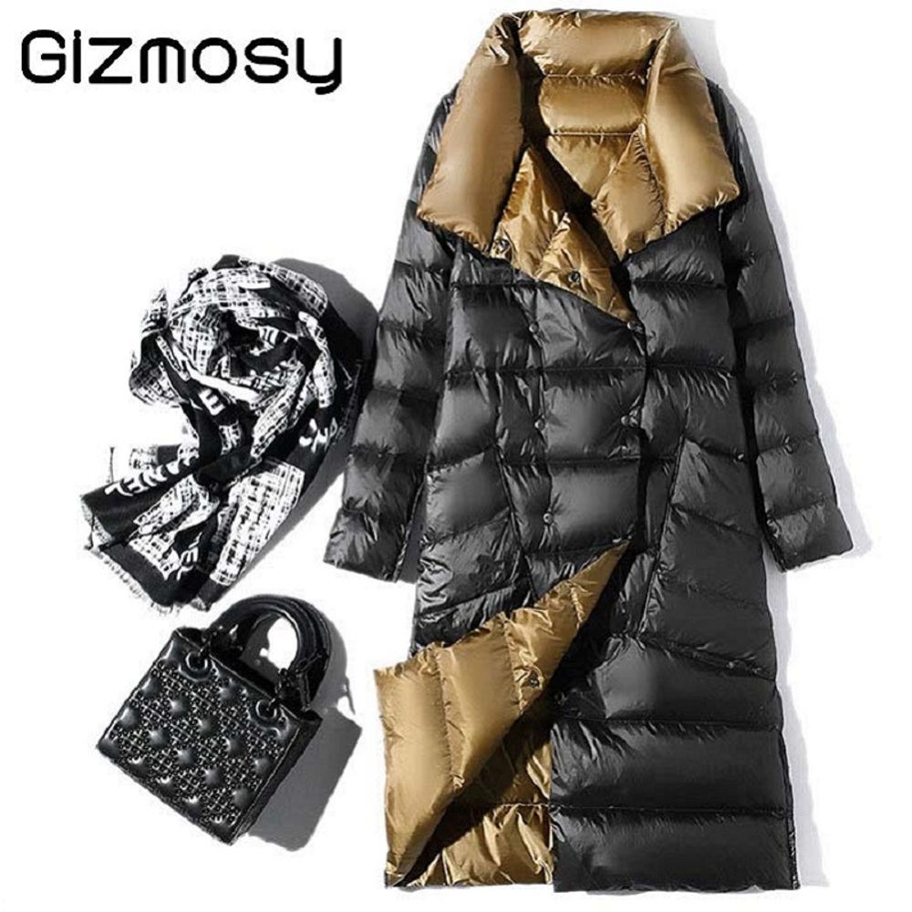 Women Jacket 2020 Sided Winter Turtleneck White Duck Down Coat Long Double Breasted Warm Parkas Famale Snow Outwear, Blue grey
Women Jacket 2020 Sided Winter Turtleneck White Duck Down Coat Long Double Breasted Warm Parkas Famale Snow Outwear, Blue grey
