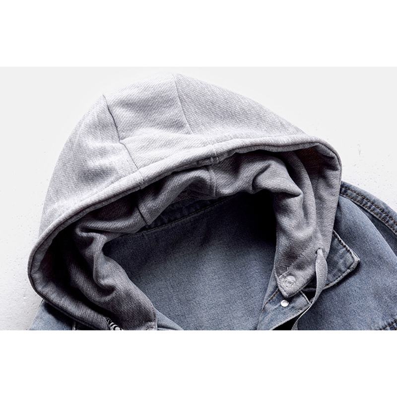 Spring Autumn Women Hooded Denim Jacket Female Stylish Hoodie Single Breasted Pocket Streetwear Vintage Plus Size Jeans Coat 201017