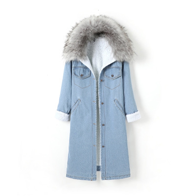 2021 New Simple Design Fur Collar Long Jacket Women Autumn Winter Hooded Parka Female Streetwear Denim Coat Fv4c, Sky blue
2021 New Simple Design Fur Collar Long Jacket Women Autumn Winter Hooded Parka Female Streetwear Denim Coat Fv4c, Sky blue