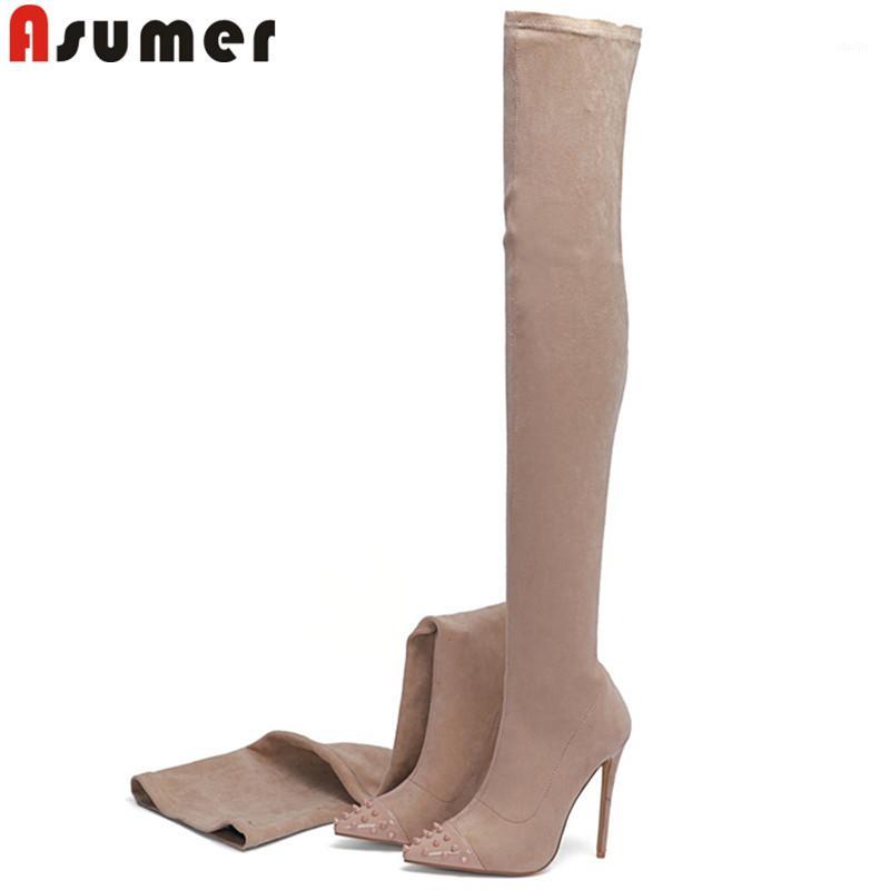 ASUMER 2020 hot sale new over the knee boots women pointed toe flock super high heels shoes classic thigh height boots big size1, Black
ASUMER 2020 hot sale new over the knee boots women pointed toe flock super high heels shoes classic thigh height boots big size1, Black