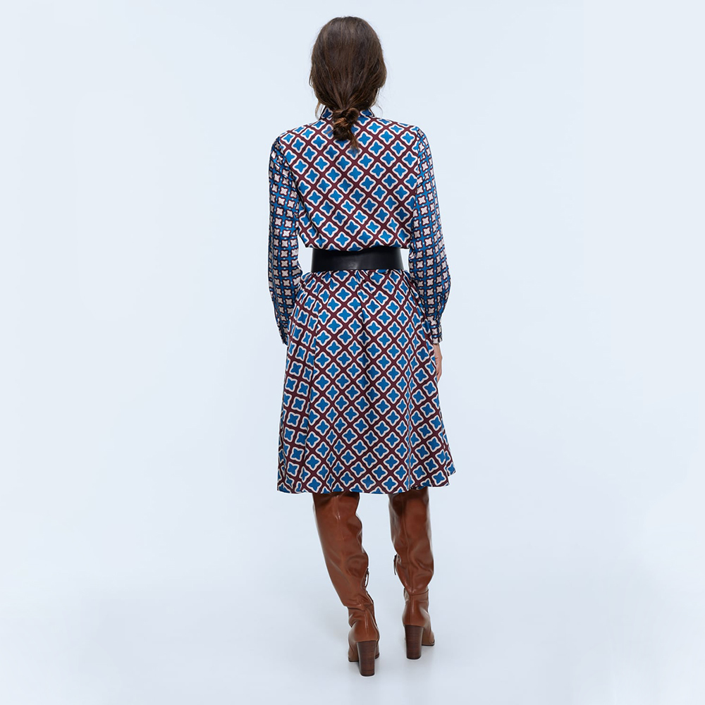 ZA Print Dress New Winter Autumn Newest Casual England Print Dress Women Bohemian Party Dress Friend Gifts Wholesale T200416