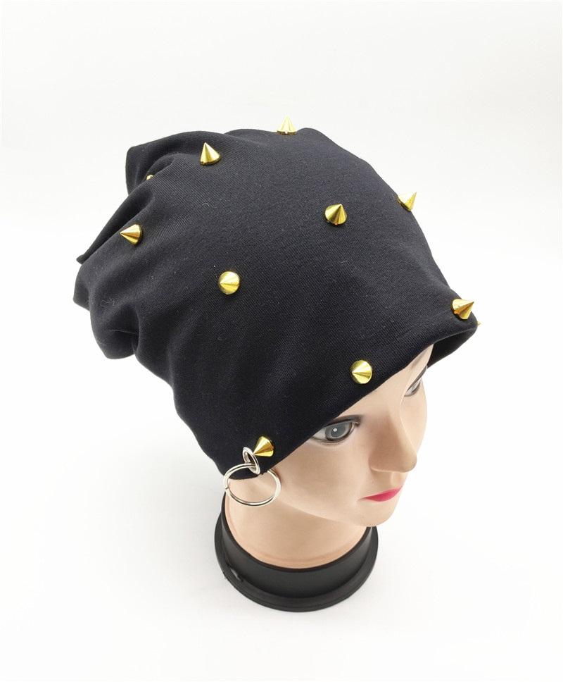 Women adult personality punk beanies caps Baggy Polyester rivets hip hop skullies gorras Skullcap for riding, Black
Women adult personality punk beanies caps Baggy Polyester rivets hip hop skullies gorras Skullcap for riding, Black