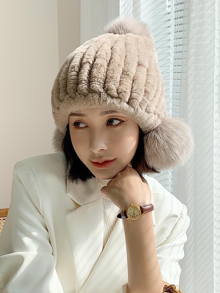 Real Fur Hats for Women Winter Genuine Rex Fur Caps Earflaps Ear Warmer Big Pompom Elegant Princess Warm Knitted Beanies1, Khaki
Real Fur Hats for Women Winter Genuine Rex Fur Caps Earflaps Ear Warmer Big Pompom Elegant Princess Warm Knitted Beanies1, Khaki