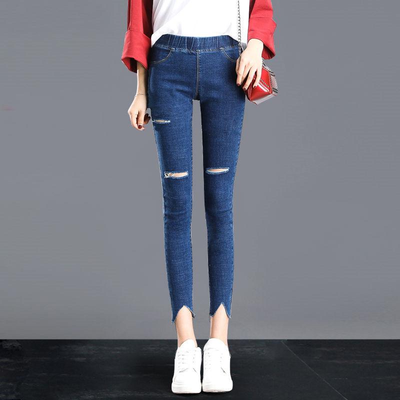 Ripped Jeans For Women Solid Elastic Waist Jeans Ladies Casual High Waist 2020 New Denim Trousers Plus Size Long Pencil Pants, Blue
Ripped Jeans For Women Solid Elastic Waist Jeans Ladies Casual High Waist 2020 New Denim Trousers Plus Size Long Pencil Pants, Blue
