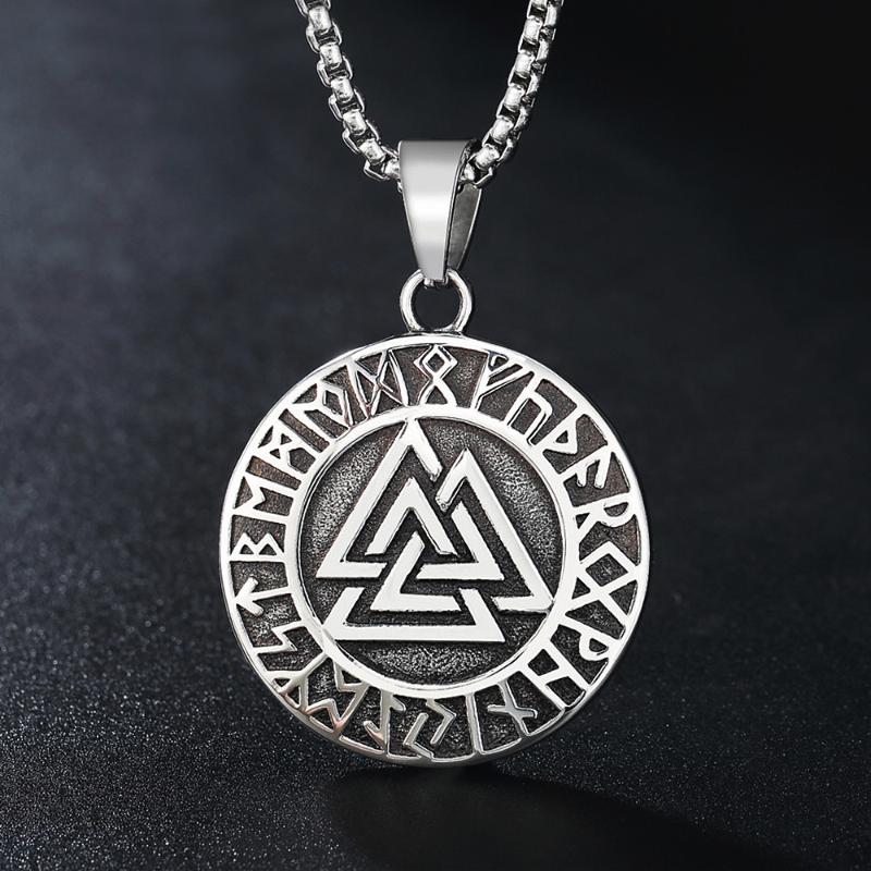 Vintage 316L Stainless Steel Valknut Necklace Pendant Punk Viking Odin Rune Pendant Men's Fashion Hip Hop Hippie Style Jewelry
Vintage 316L Stainless Steel Valknut Necklace Pendant Punk Viking Odin Rune Pendant Men's Fashion Hip Hop Hippie Style Jewelry