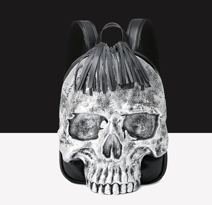 Fashion tassel 3D Embossed Skull Backpack for Women Men unique Girls Cool Rock Bags Personality Laptop bag Teenagers
