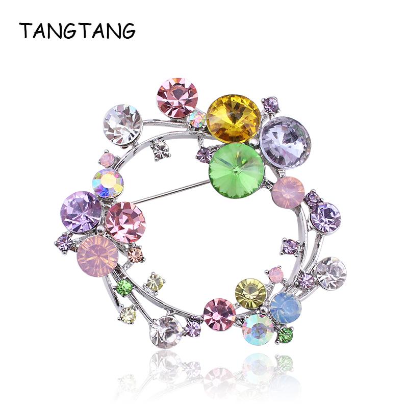 Pins, Brooches TANGTANG Wreath Brooch Colorful Rhinestones Round Pins For Wedding Women Lovely Charm Jewelry Accessory
Pins, Brooches TANGTANG Wreath Brooch Colorful Rhinestones Round Pins For Wedding Women Lovely Charm Jewelry Accessory