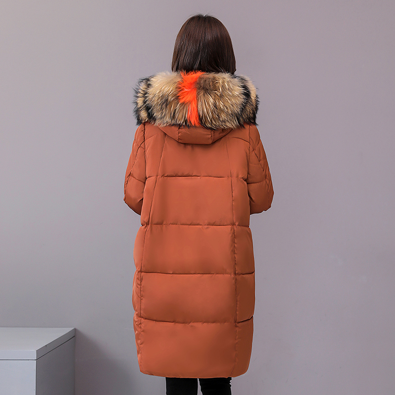 winter women long jacket solid slim parka mujer Korean style plus size hooded fur collar thick outwear women's winter coat 201214