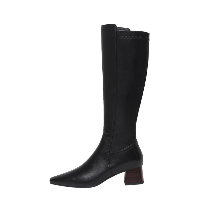 LMYOM Brand Genuine Leather High-Top Boots Knee-High Thick-Heeled Black and White Thick-Heeled Mid-Heel Knight Boots Size 35-40 
LMYOM Brand Genuine Leather High-Top Boots Knee-High Thick-Heeled Black and White Thick-Heeled Mid-Heel Knight Boots Size 35-40