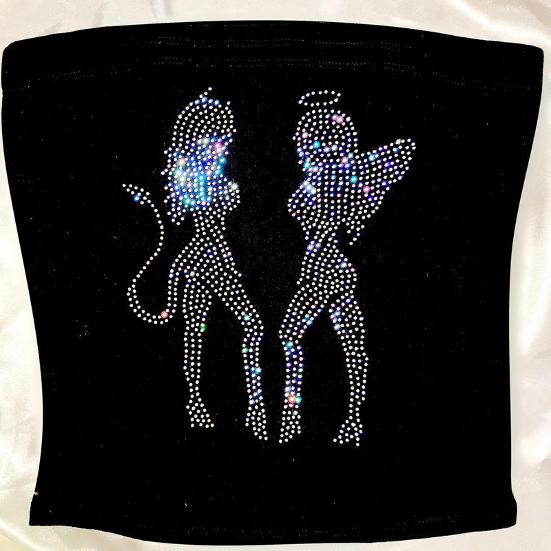 Summer 2020 Angel Devil Rhinestones Crop Tube Top Women Sexy Strapless Skinny Tops Tees Punk Harajuku Girls Street Bandeau Top Y200701, Angel devil tube top
Summer 2020 Angel Devil Rhinestones Crop Tube Top Women Sexy Strapless Skinny Tops Tees Punk Harajuku Girls Street Bandeau Top Y200701, Angel devil tube top