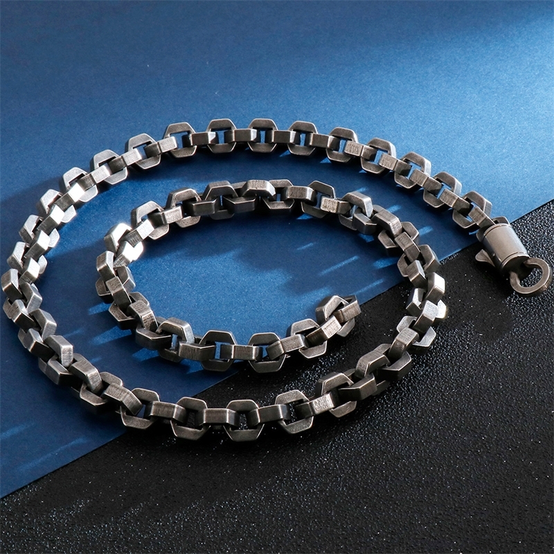 Vintage Heavy Metal Long Link Chains Necklaces For Men Quality Gold Black 316L Stainless Steel Mens Jewellery Accessories 201013