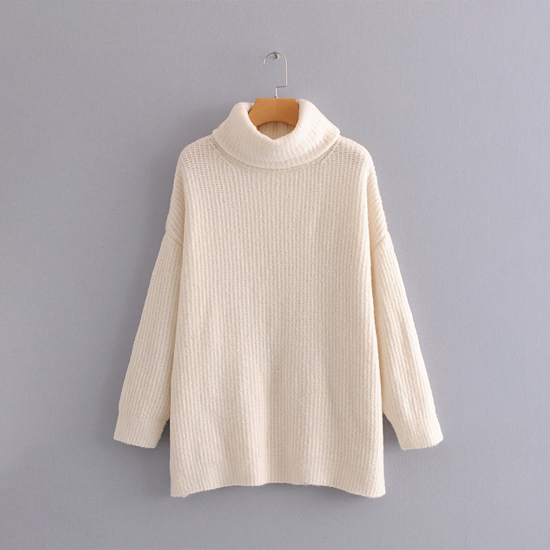 Oversize Turtleneck Knitted Women's Sweater Pullovers Long Batwing Sleeve Winter Solid Women Sweaters Loose Basic Jumper 201030wtt