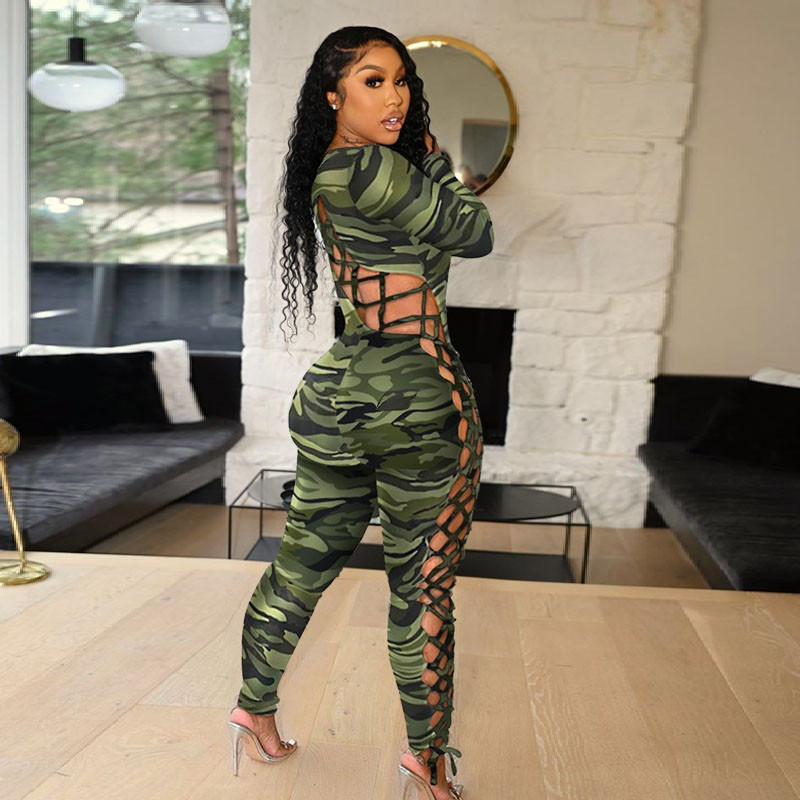 Plus Size 3X 4XL 5XL Jumpsuits for Women rompers Sexy Hollow Out Bandage Bodycon Bodysuits Leopard print jumpers Night Club wear Skinny Overalls 5833