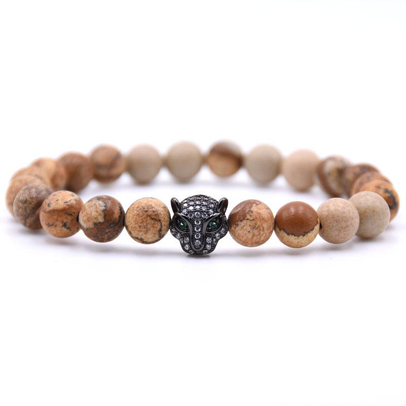 2020 Leopard Head Men Bracelet Handmade High Quality Micro pave CZ Stone Bead Bracelet For Men Women Jewelry Gift
2020 Leopard Head Men Bracelet Handmade High Quality Micro pave CZ Stone Bead Bracelet For Men Women Jewelry Gift