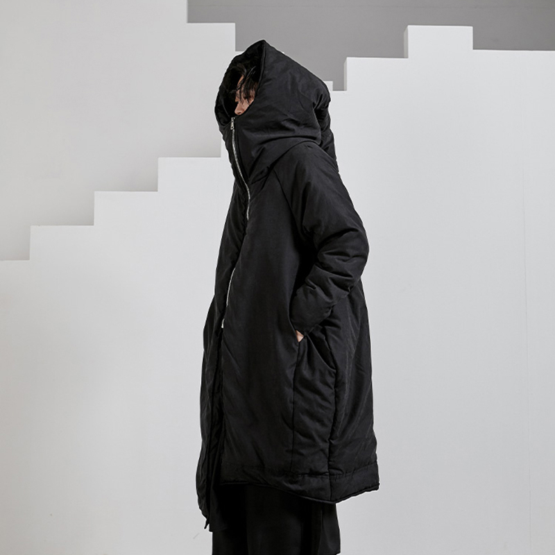 EAM Hooded Black Big Size Thick Cottonpadded Coat Long Sleeve Loose Fit Women Parkas Fashion Spring Autumn 1N323 201027