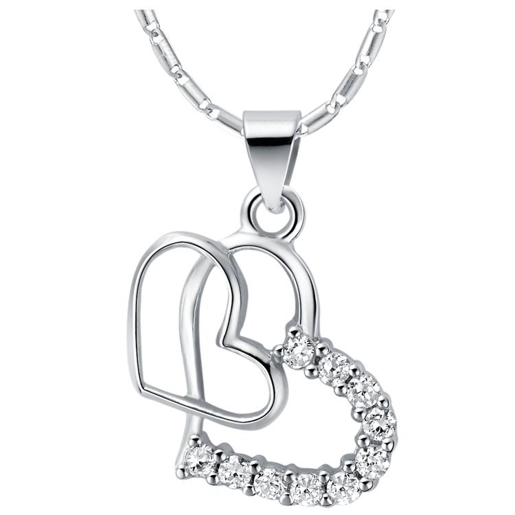 Pendant Necklaces White G Plated Double Heart Shape Color Crystal Necklace Nice Brand Charms, Silver
Pendant Necklaces White G Plated Double Heart Shape Color Crystal Necklace Nice Brand Charms, Silver