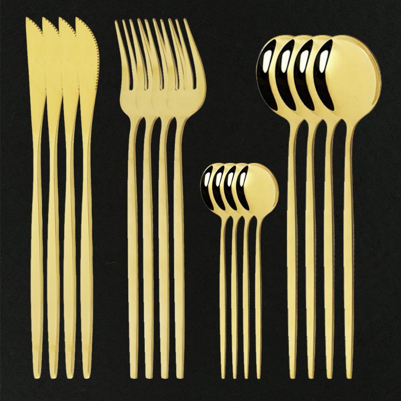16Pcs/Set Flatware Set Gold Cutlery Set Stainless Steel Dinner Fork Knife Spoon Dinner Silverware Kitchen Tableware
16Pcs/Set Flatware Set Gold Cutlery Set Stainless Steel Dinner Fork Knife Spoon Dinner Silverware Kitchen Tableware