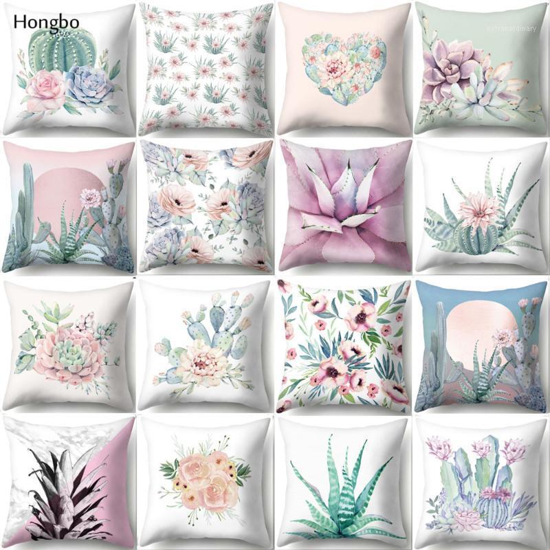

Hongbo 45*45cm Square Decorative Throw Pillow Case Succulent Plants Print Pineapple Cactus Pillowcase For Home1