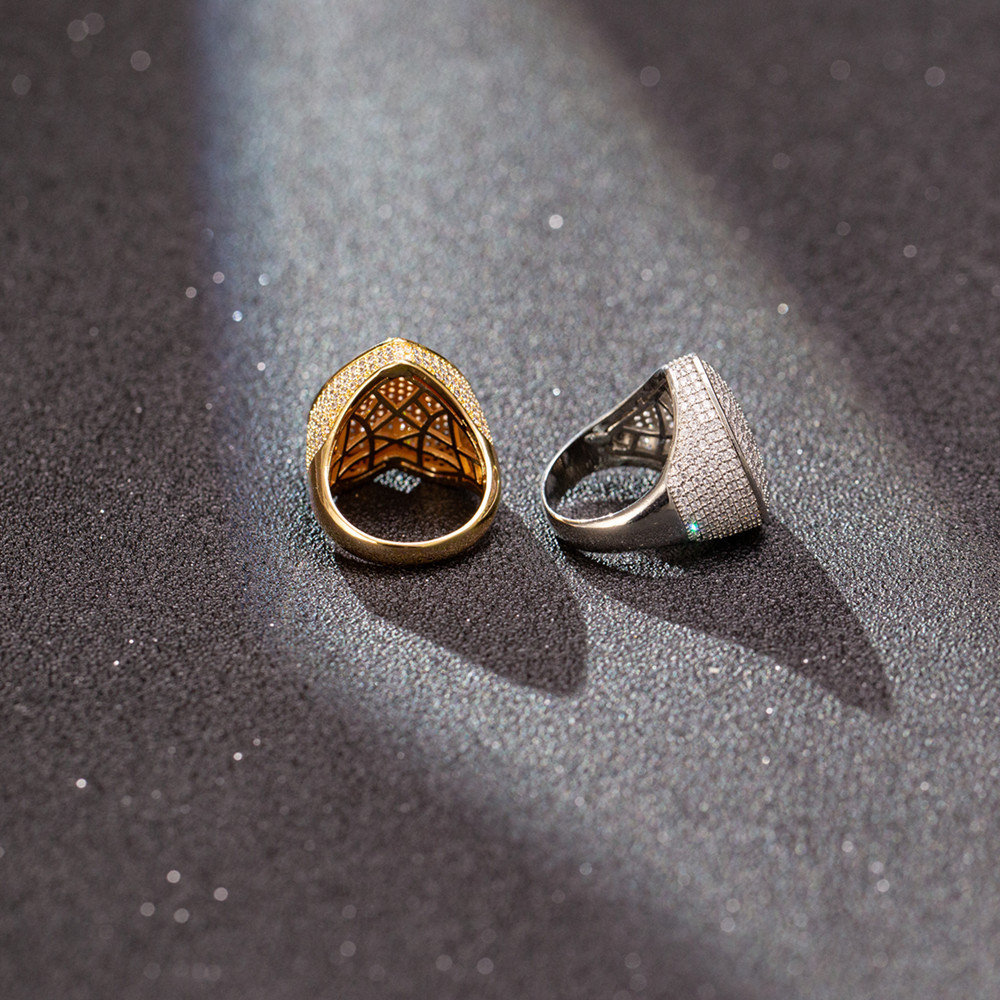 Iced Out Gold Sier Big Heart Rings CZ Ring With Side Stones Full Bg Hip Hop Punk Men Women Jewelry