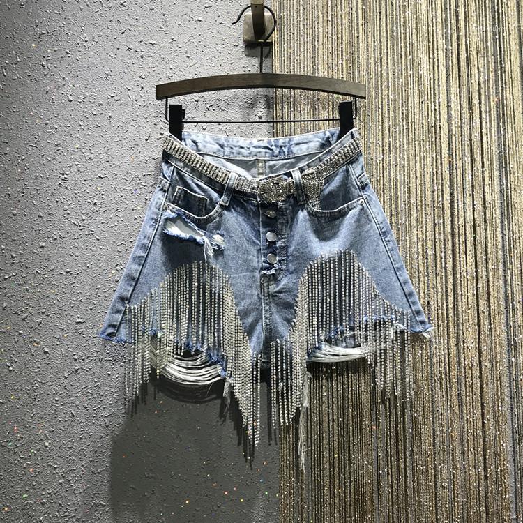 2020 Summer New Ripped High Waist Rhinestone Tassel Chain Slim-Fit Straight-Leg Denim Shorts Women' Jean Shorts Short Jeans1, Not include belt
2020 Summer New Ripped High Waist Rhinestone Tassel Chain Slim-Fit Straight-Leg Denim Shorts Women' Jean Shorts Short Jeans1, Not include belt