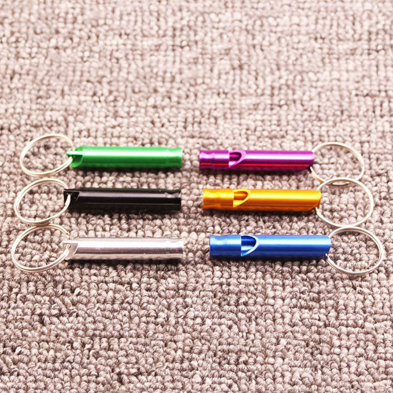 Mini Aluminum Whistle Keychain Dogs Training Keychain Whistle Outdoor Hiking Portable Survival Small Whistle Key Ring Customized