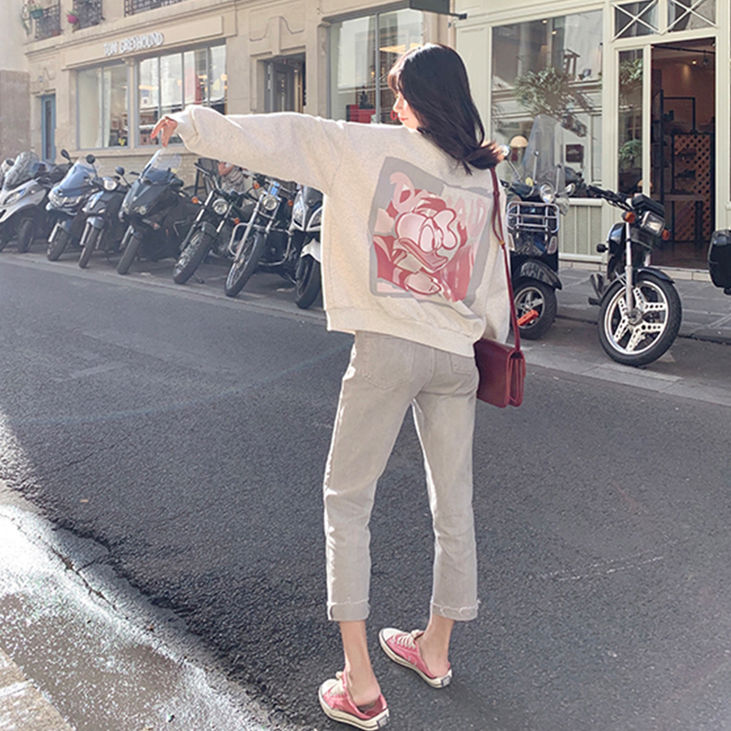 MISHOW Autumn Winter Causal Light Blue Jean Women High Waist Straight Zipper Long Pants MX19C2373 201105