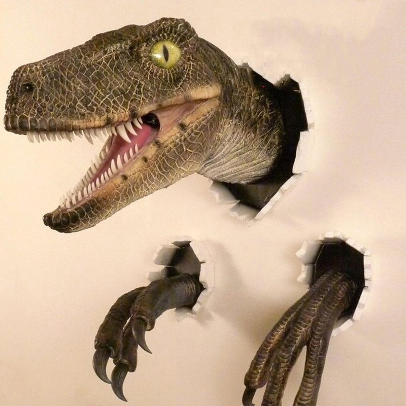 Wall Mounted Dinosaur Wall Bust Realistic Raptor Head Resin Sculpture Wall Hanging Decor for Kids Room Bar Home Decoration 220211
Wall Mounted Dinosaur Wall Bust Realistic Raptor Head Resin Sculpture Wall Hanging Decor for Kids Room Bar Home Decoration 220211