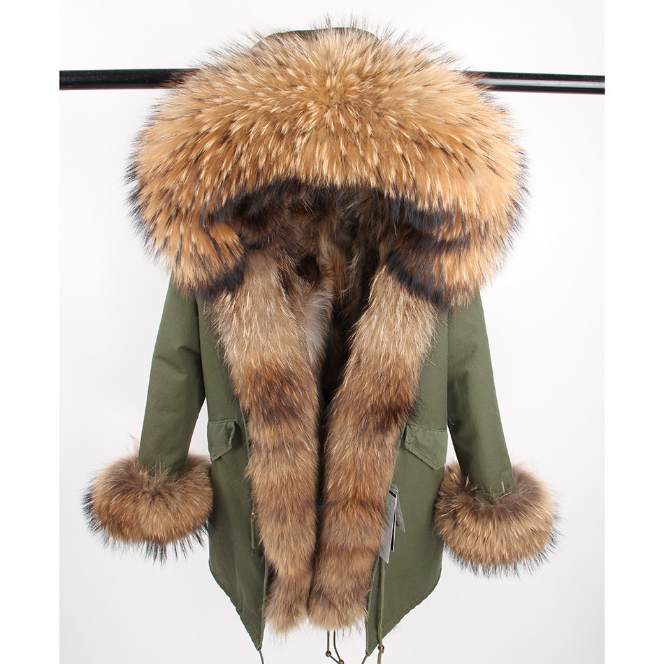maomaokong Fox Coat Winter Jacket Women Long Parka Natural Raccoon Collar Hood Thick Warm Real Fur Liner Parkas 201112
