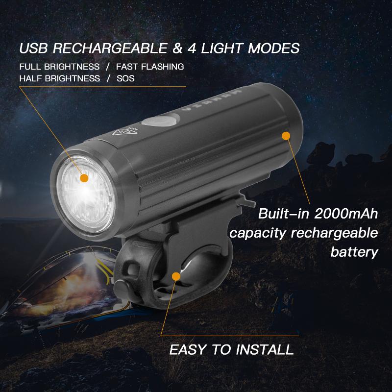 Bike Front Light Rainproof USB Rechargeable LED 2000mAh MTB Front Lamp Headlight Aluminum Ultralight
Bike Front Light Rainproof USB Rechargeable LED 2000mAh MTB Front Lamp Headlight Aluminum Ultralight